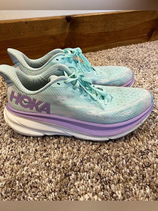 Hoka One One Shoes - Hoka One One HOKA Clifton 9 Sunlit Ocean Lilac Mist Size 7B Running Walking